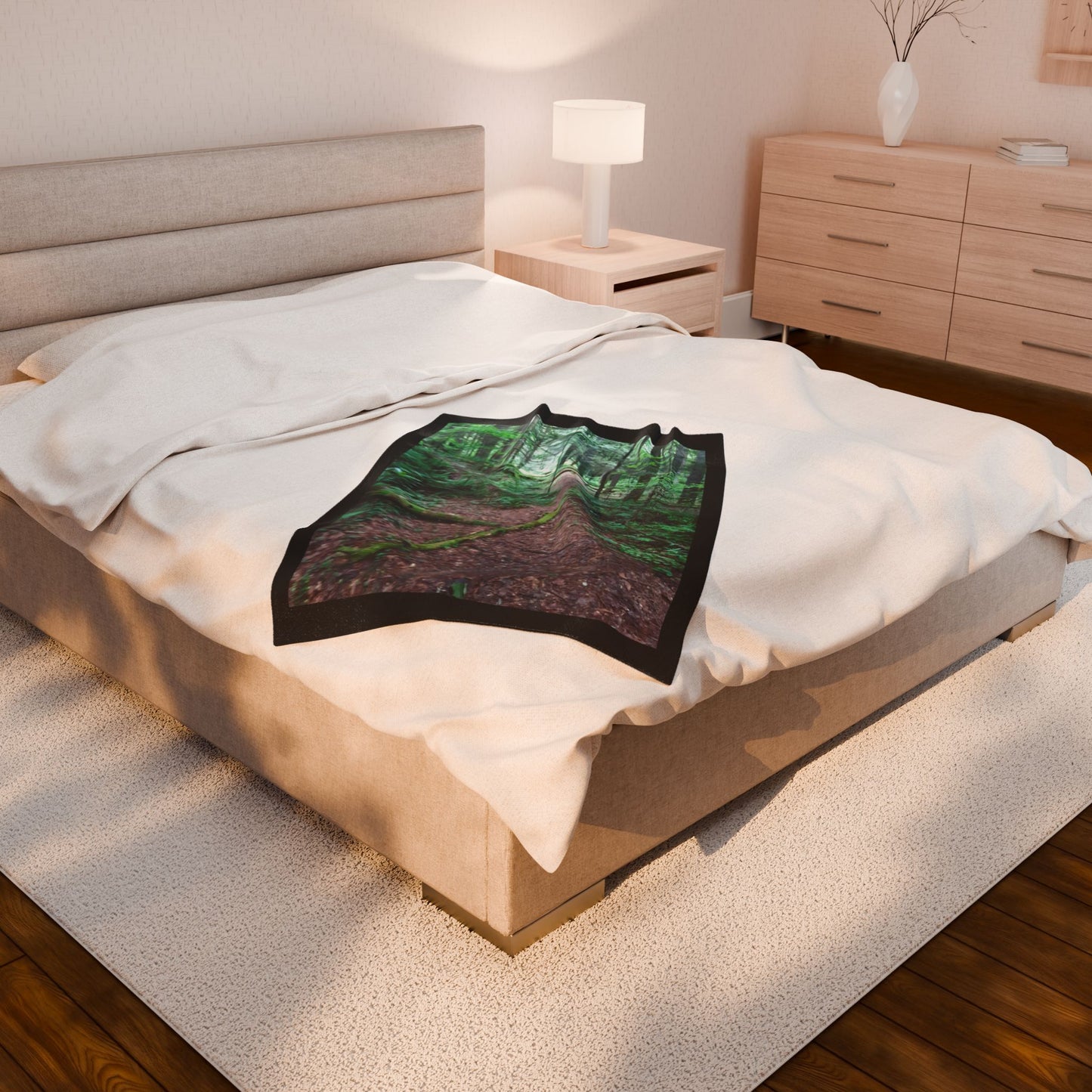 Forest Path Velveteen Plush Blanket — Cozy Woodland Throw for Nature Lovers