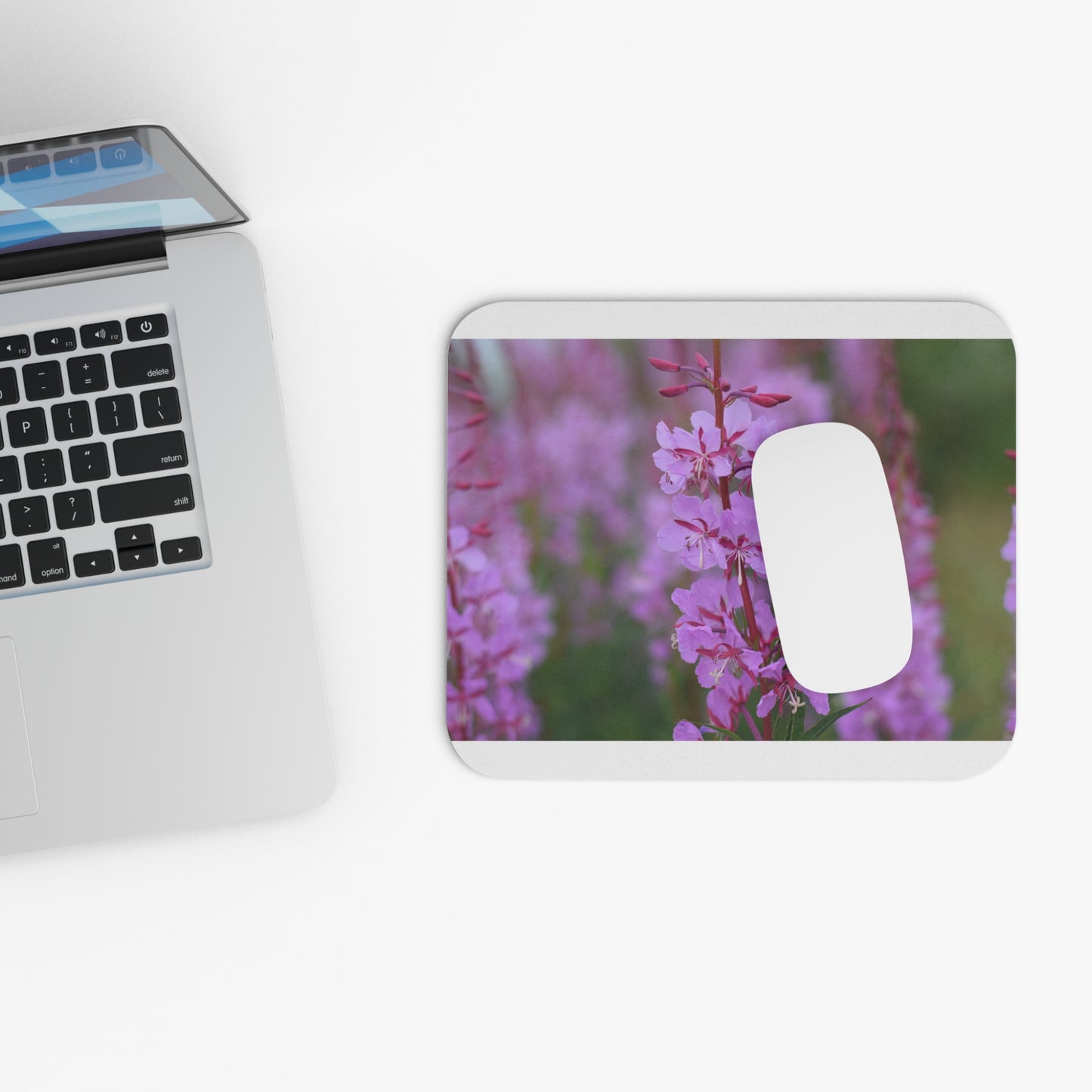 Pink Wildflower Mouse Pad — Floral Desk Mat for Home & Office