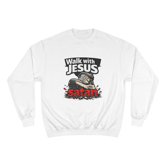 Walk with Jesus Light Colors Graphic Crewneck (Anti-Satan Design)