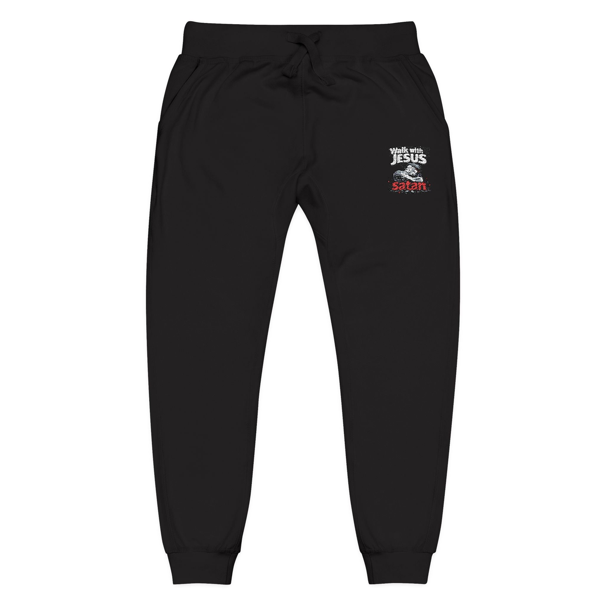 Embroidered Cozy Fleece Sweatpants — Minimal White Joggers