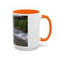 Mountain River Accent Coffee Mug — Scenic Cabin Stream Nature Gift
