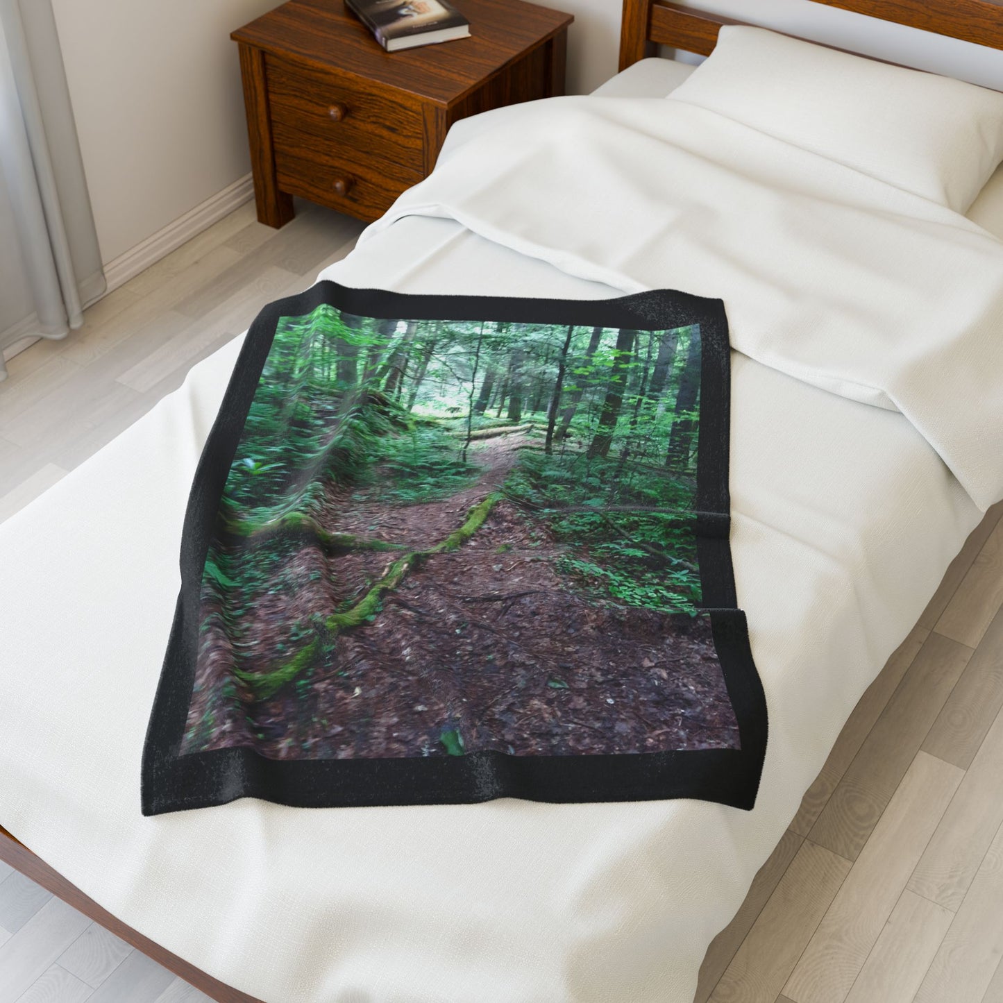 Forest Path Velveteen Plush Blanket — Cozy Woodland Throw for Nature Lovers