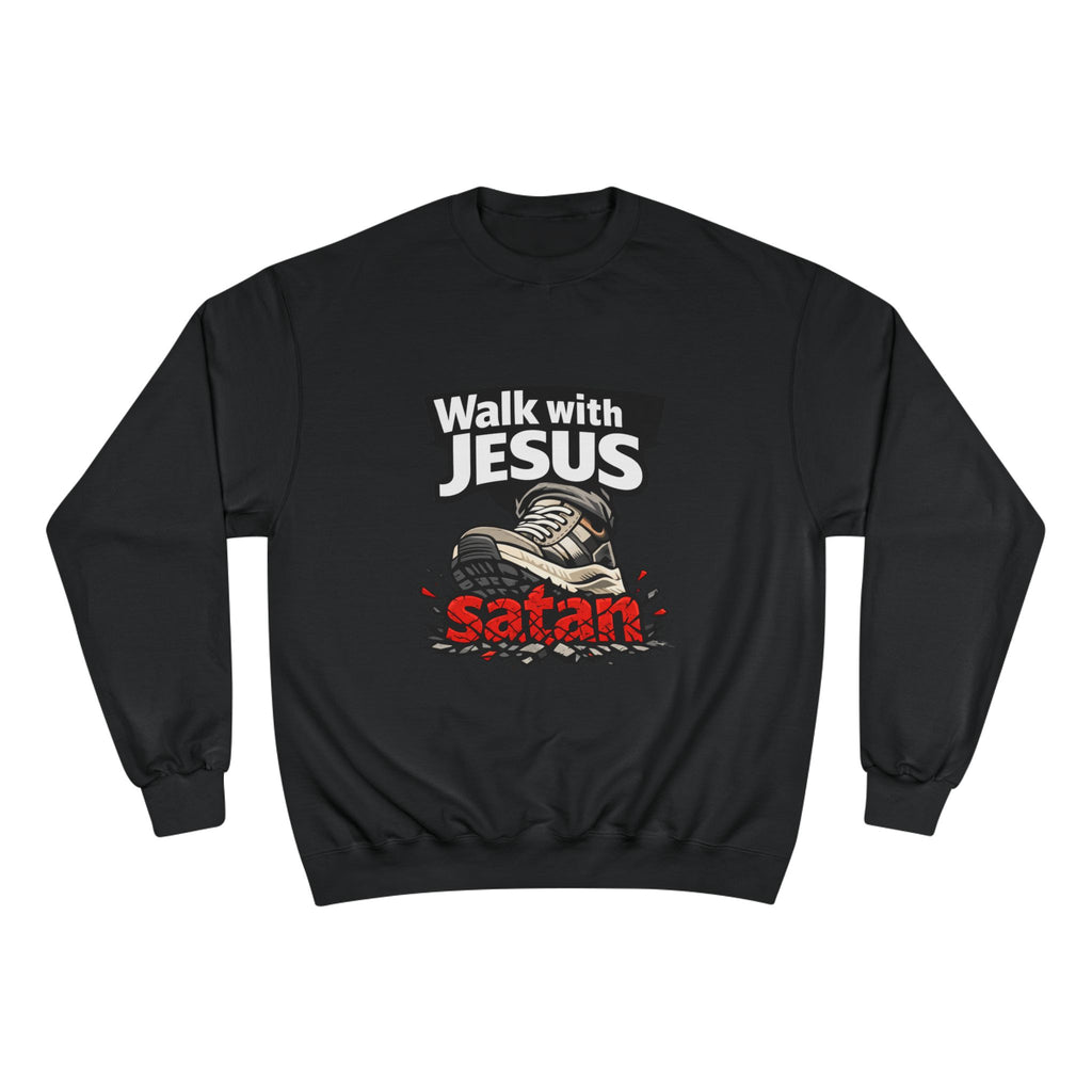 Religious Sweatshirt - "Walk with Jesus" Graphic Crewneck (Anti-Satan Design)