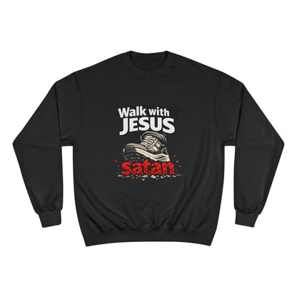 Walk with Jesus Dark Colors Graphic Crewneck (Anti-Satan Design)