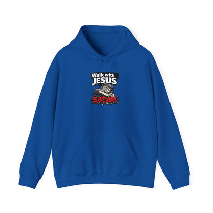 Walk With Jesus Satan Dark Colors Crusher Hoodie — Christian Faith Graphic Hoodie