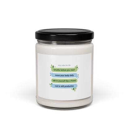 Tiny Rules for Life mantra candle | Soy Candle, minimalist self-care list