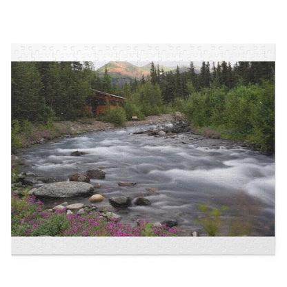 Scenic River Cabin Photo Puzzle – Nature Landscape Jigsaw (120/252/500 pcs)