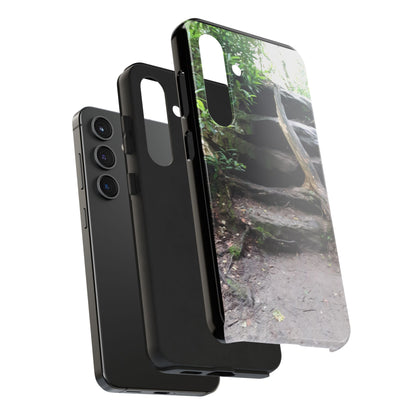 Forest Trail Tough Phone Case — Rugged Nature Phone Cover with Rock Steps Design