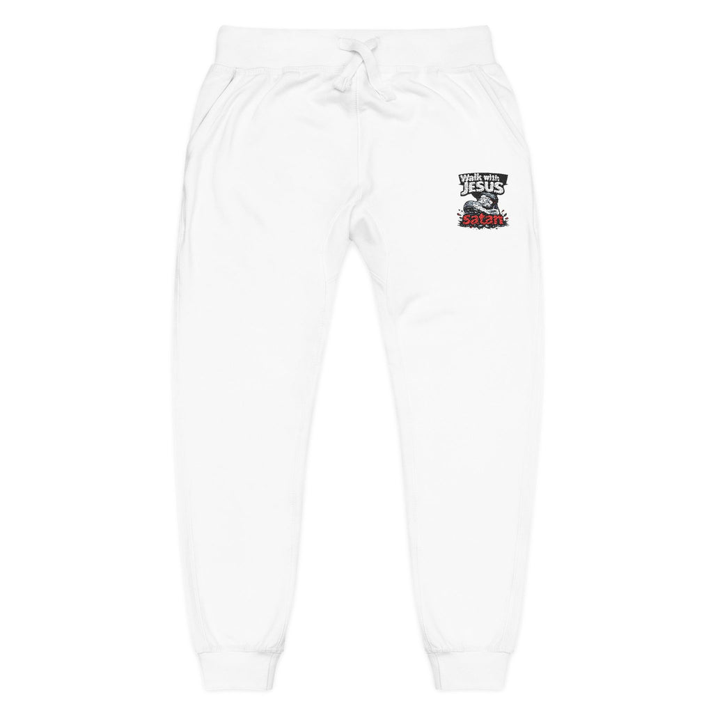 Embroidered Cozy Fleece Sweatpants — Minimal White Joggers