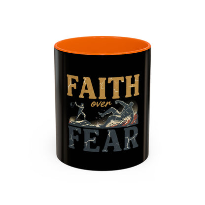 Faith Over Fear Black Coffee Mug — Inspirational Christian 11/15oz Accent Mug