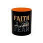 Faith Over Fear Black Coffee Mug — Inspirational Christian 11/15oz Accent Mug