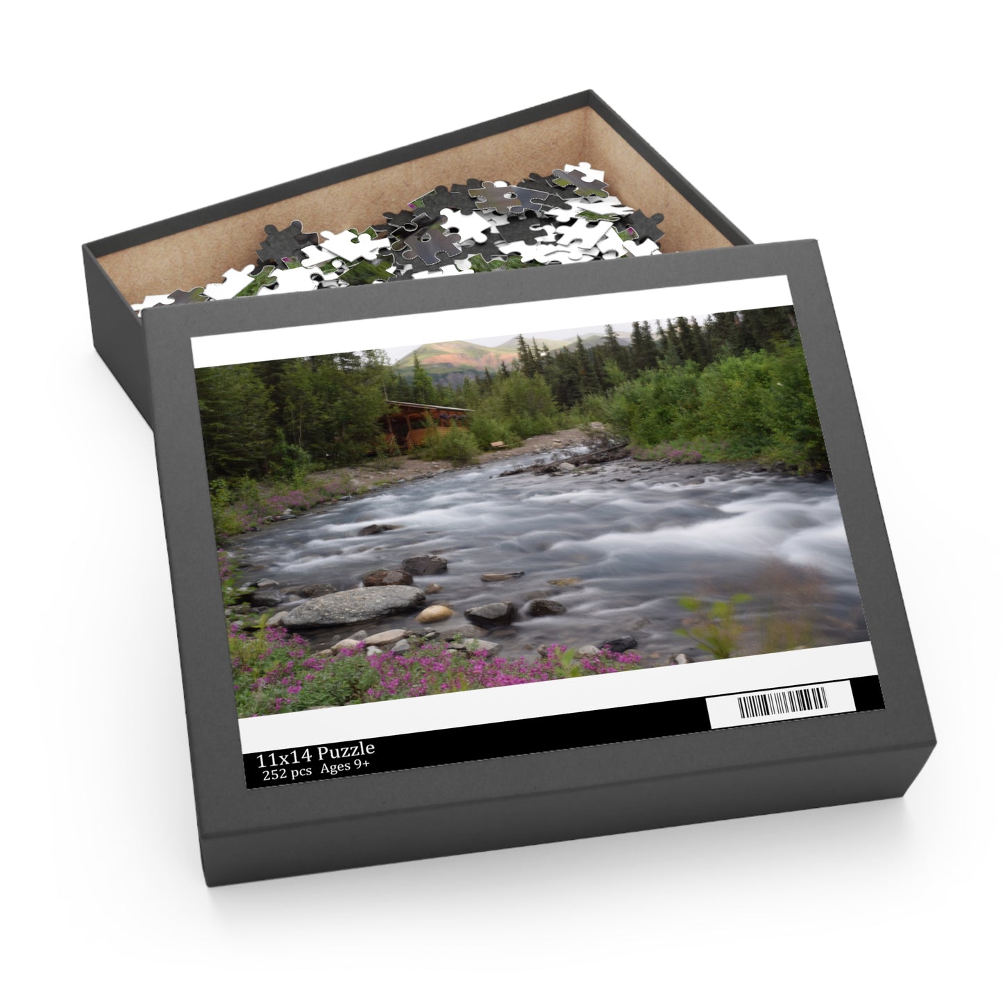 Scenic River Cabin Photo Puzzle – Nature Landscape Jigsaw (120/252/500 pcs)