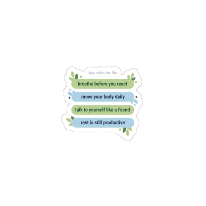 Tiny Rules for Life Sticker | minimalist mantra, self-care list sticker