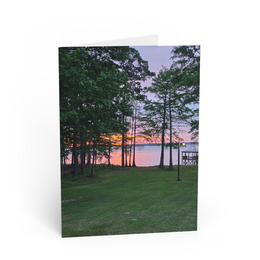 Sunset Lake View Greeting Card — Scenic Nature Note Card for Sympathy, Thinking of You, & Summer Occasions