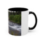 Mountain River Accent Coffee Mug — Scenic Cabin Stream Nature Gift