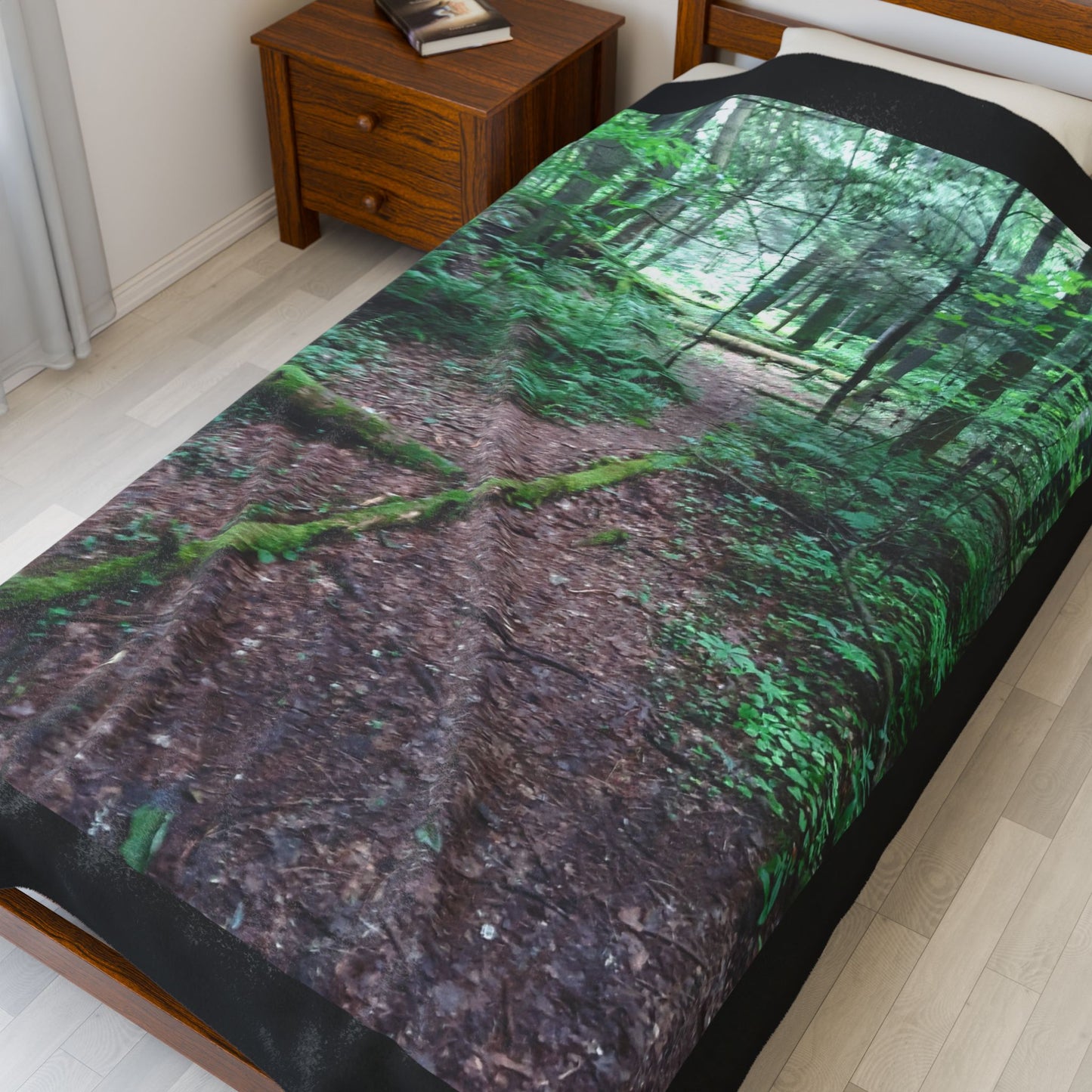Forest Path Velveteen Plush Blanket — Cozy Woodland Throw for Nature Lovers