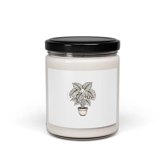 Fine Line Potted Plant Candle, Moody Botanical Art | Herbarium Style Soy