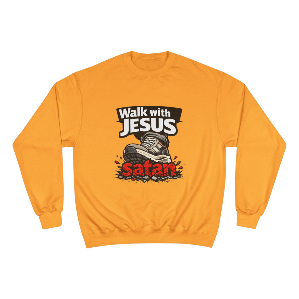 Religious Sweatshirt - "Walk with Jesus" Graphic Crewneck (Anti-Satan Design)