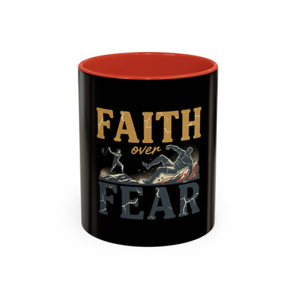 Faith Over Fear Black Coffee Mug — Inspirational Christian 11/15oz Accent Mug