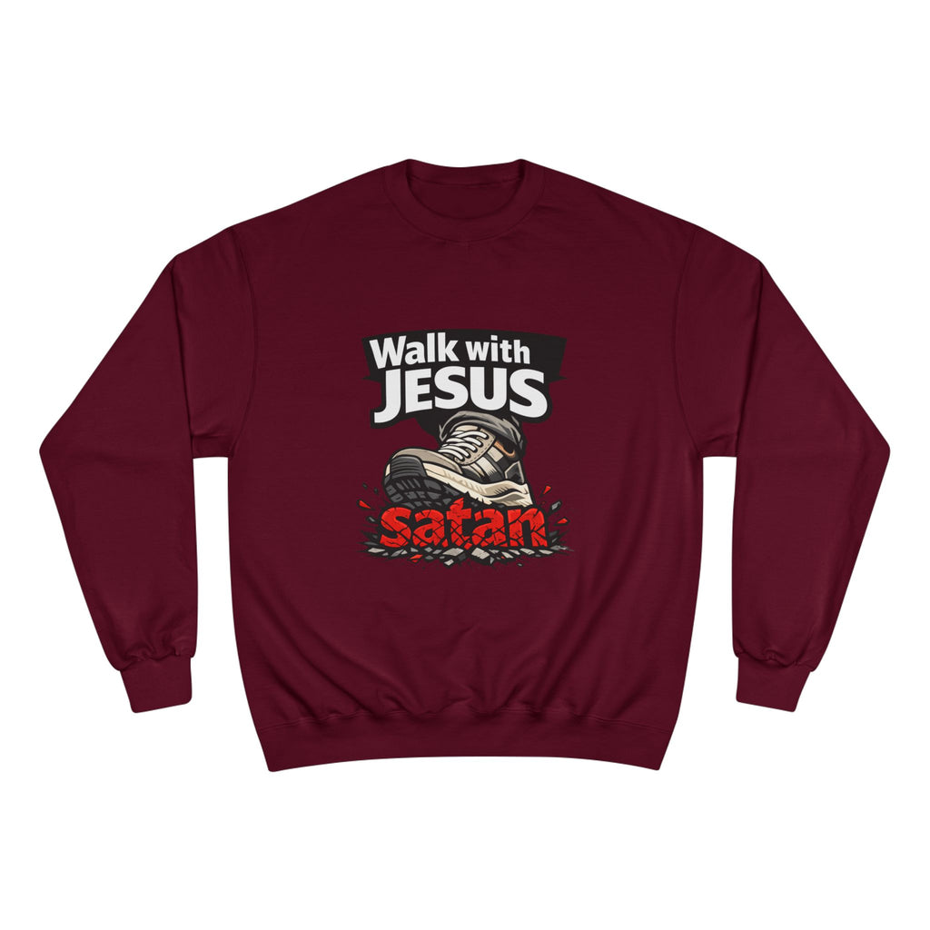 Religious Sweatshirt - "Walk with Jesus" Graphic Crewneck (Anti-Satan Design)