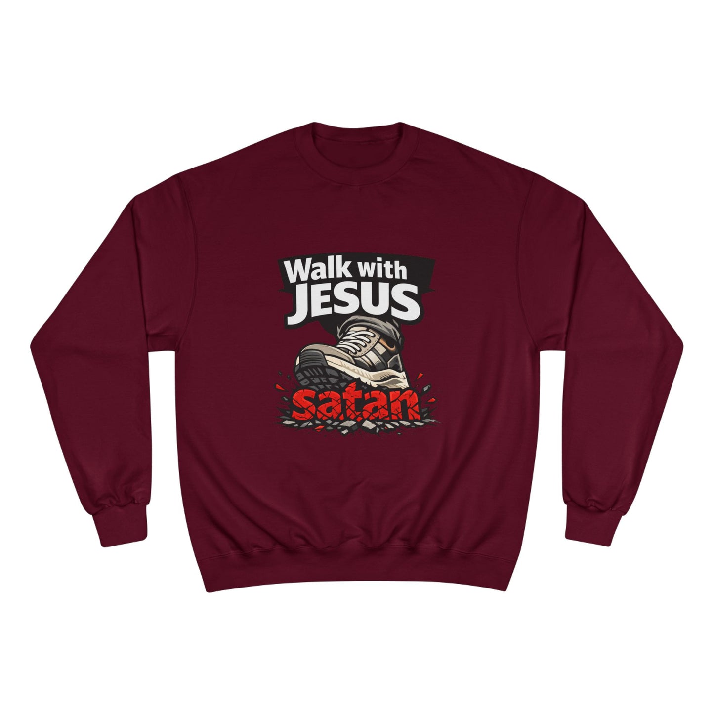 Walk with Jesus Dark Colors Graphic Crewneck (Anti-Satan Design)