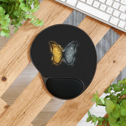 Butterfly Glow Mouse Pad with Ergonomic Wrist Rest