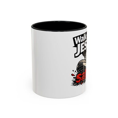 Walk with Jesus Coffee Mug — 'Walk with Jesus, Satan' Inspirational Christian Accent Mug