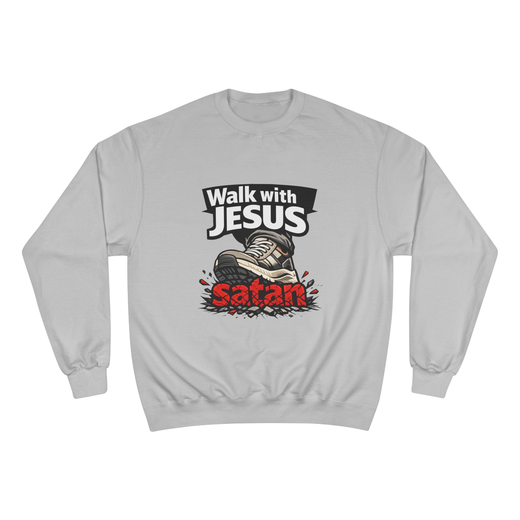 Religious Sweatshirt - "Walk with Jesus" Graphic Crewneck (Anti-Satan Design)