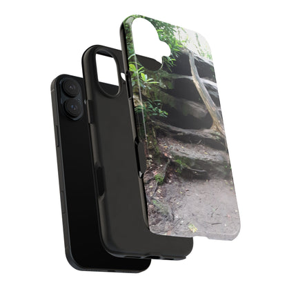 Forest Trail Tough Phone Case — Rugged Nature Phone Cover with Rock Steps Design