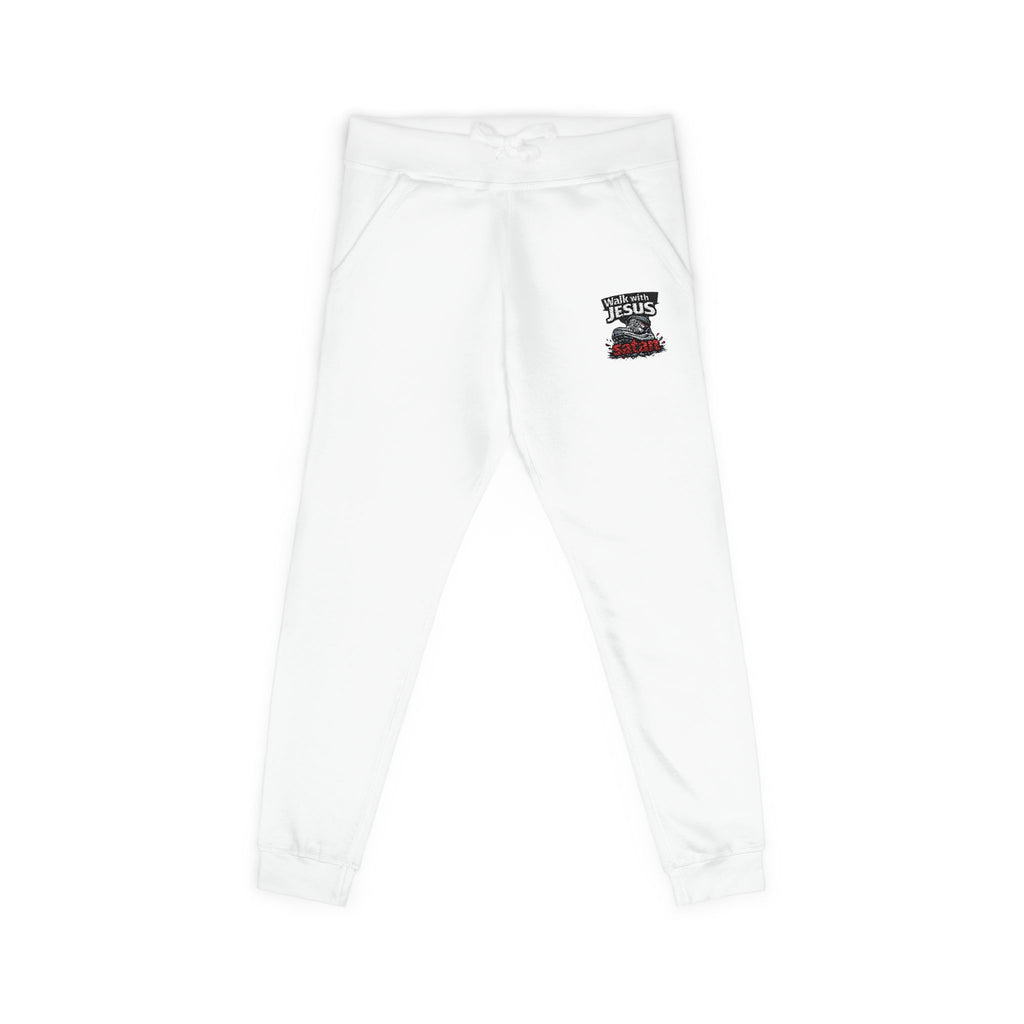 Embroidered Cozy Fleece Sweatpants — Minimal White Joggers