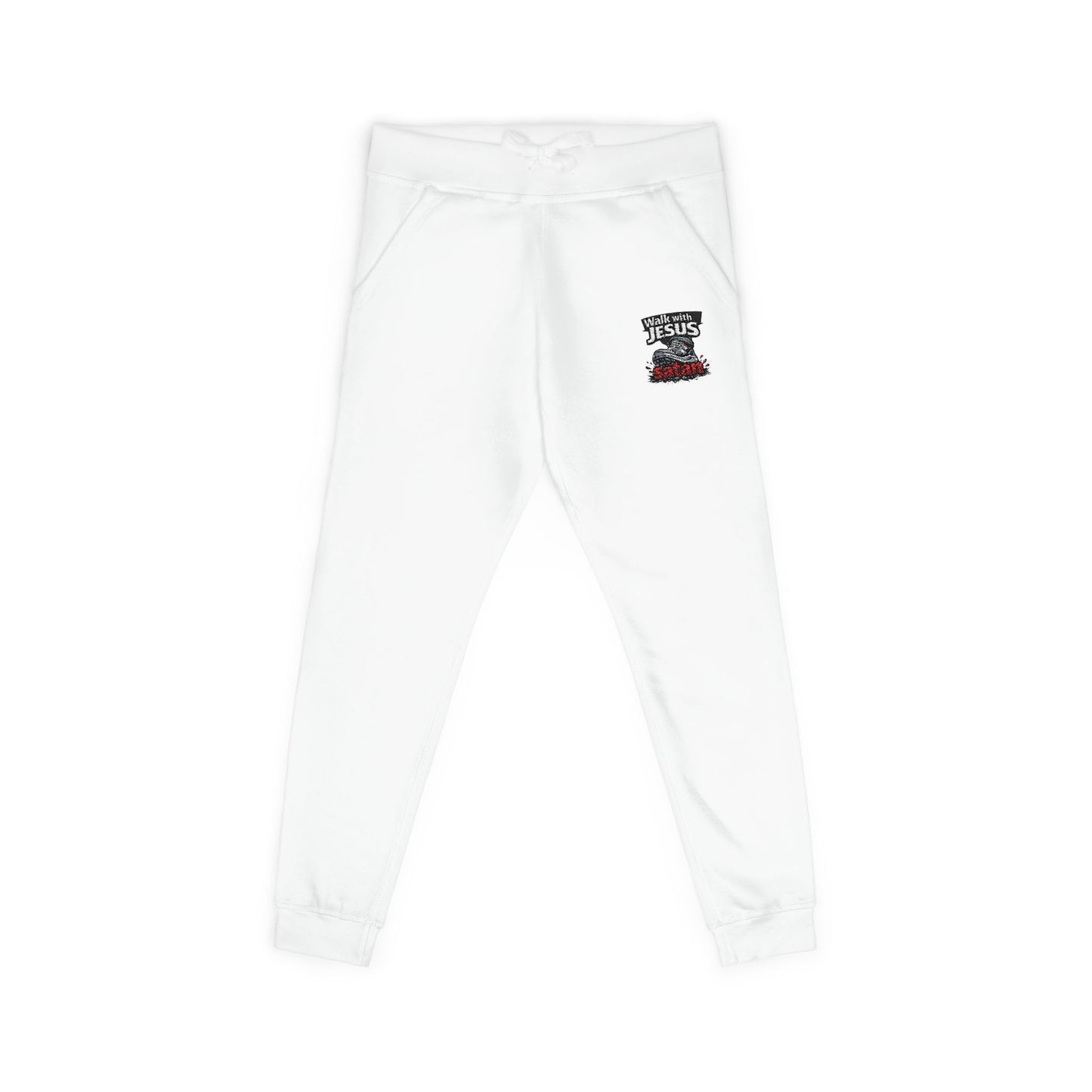 Embroidered Cozy Fleece Sweatpants — Minimal White Joggers