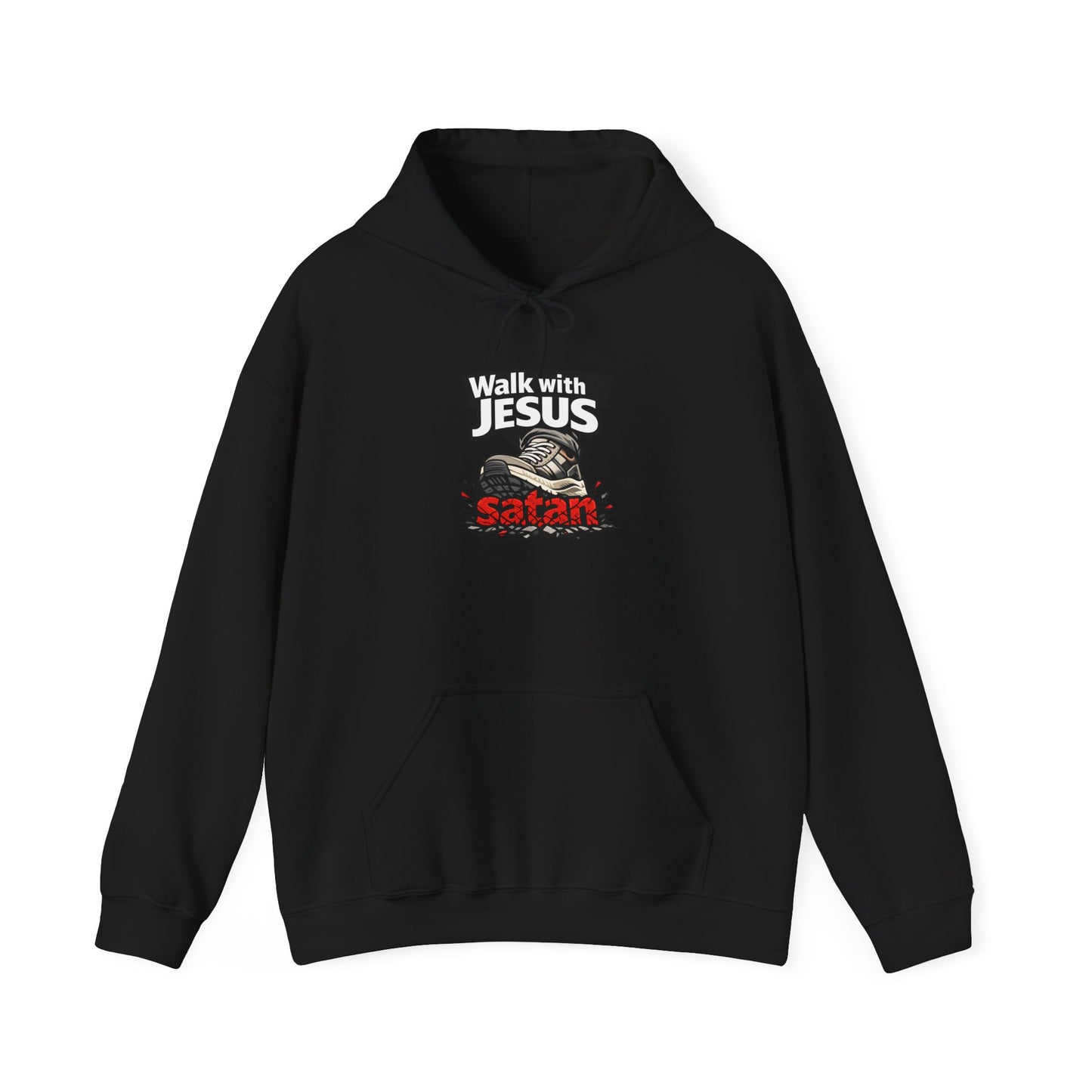 Walk With Jesus Satan Dark Colors Crusher Hoodie — Christian Faith Graphic Hoodie