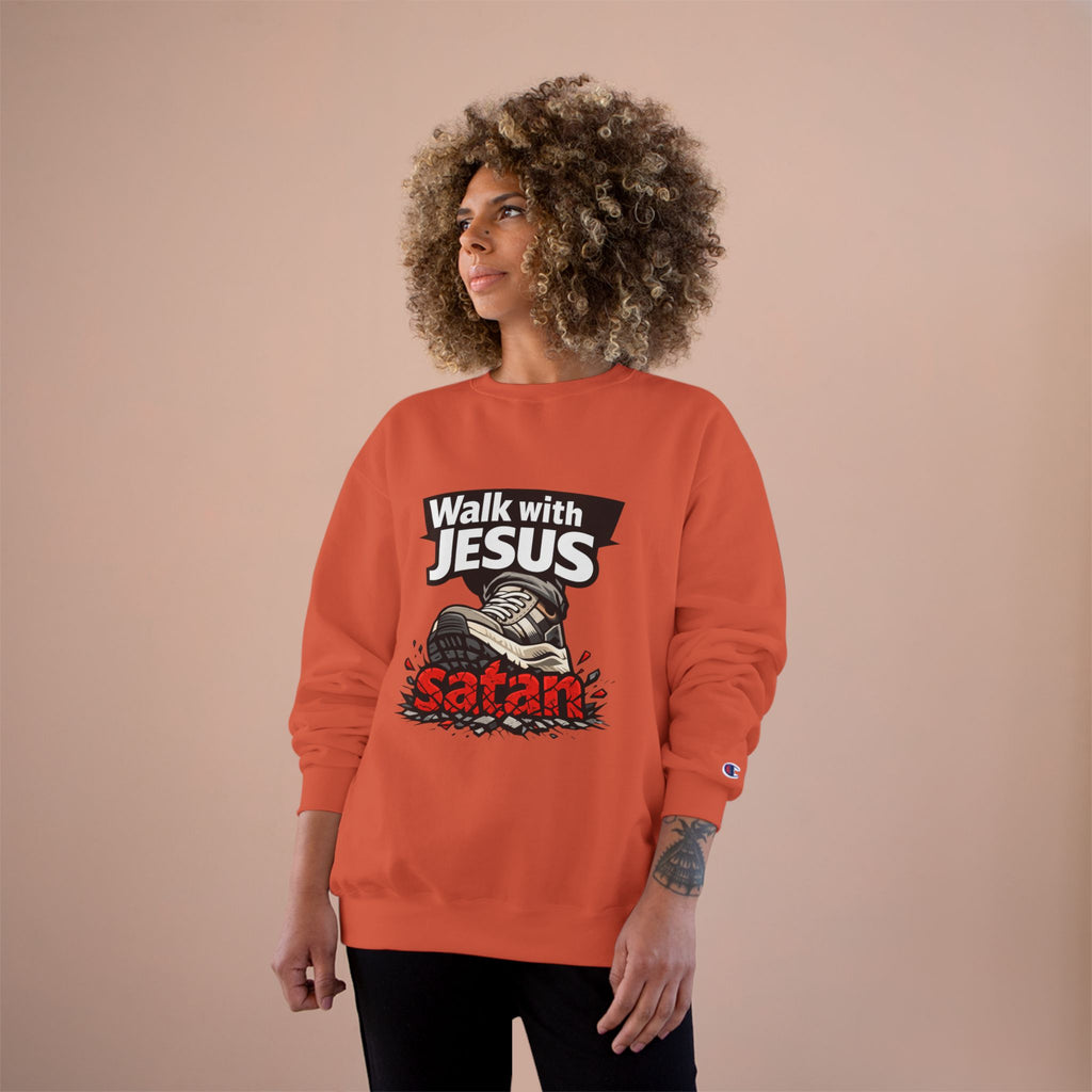Religious Sweatshirt - "Walk with Jesus" Graphic Crewneck (Anti-Satan Design)