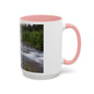 Mountain River Accent Coffee Mug — Scenic Cabin Stream Nature Gift