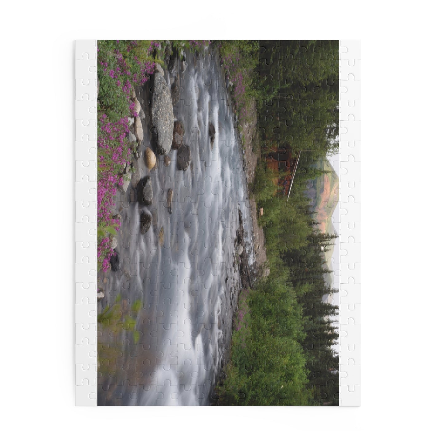 Scenic River Cabin Photo Puzzle – Nature Landscape Jigsaw (120/252/500 pcs)