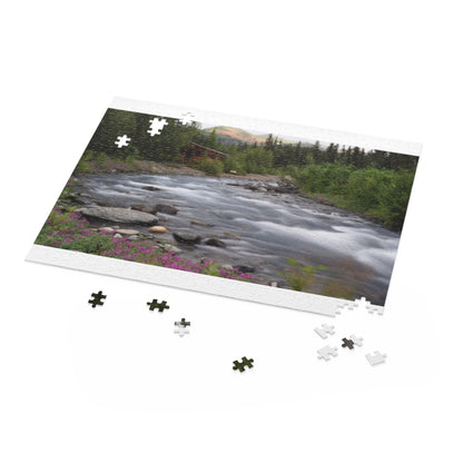 Scenic River Cabin Photo Puzzle – Nature Landscape Jigsaw (120/252/500 pcs)