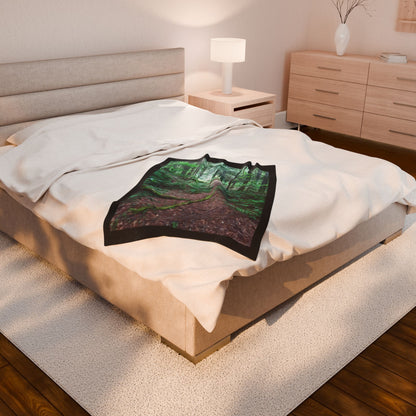Forest Path Velveteen Plush Blanket — Cozy Woodland Throw for Nature Lovers