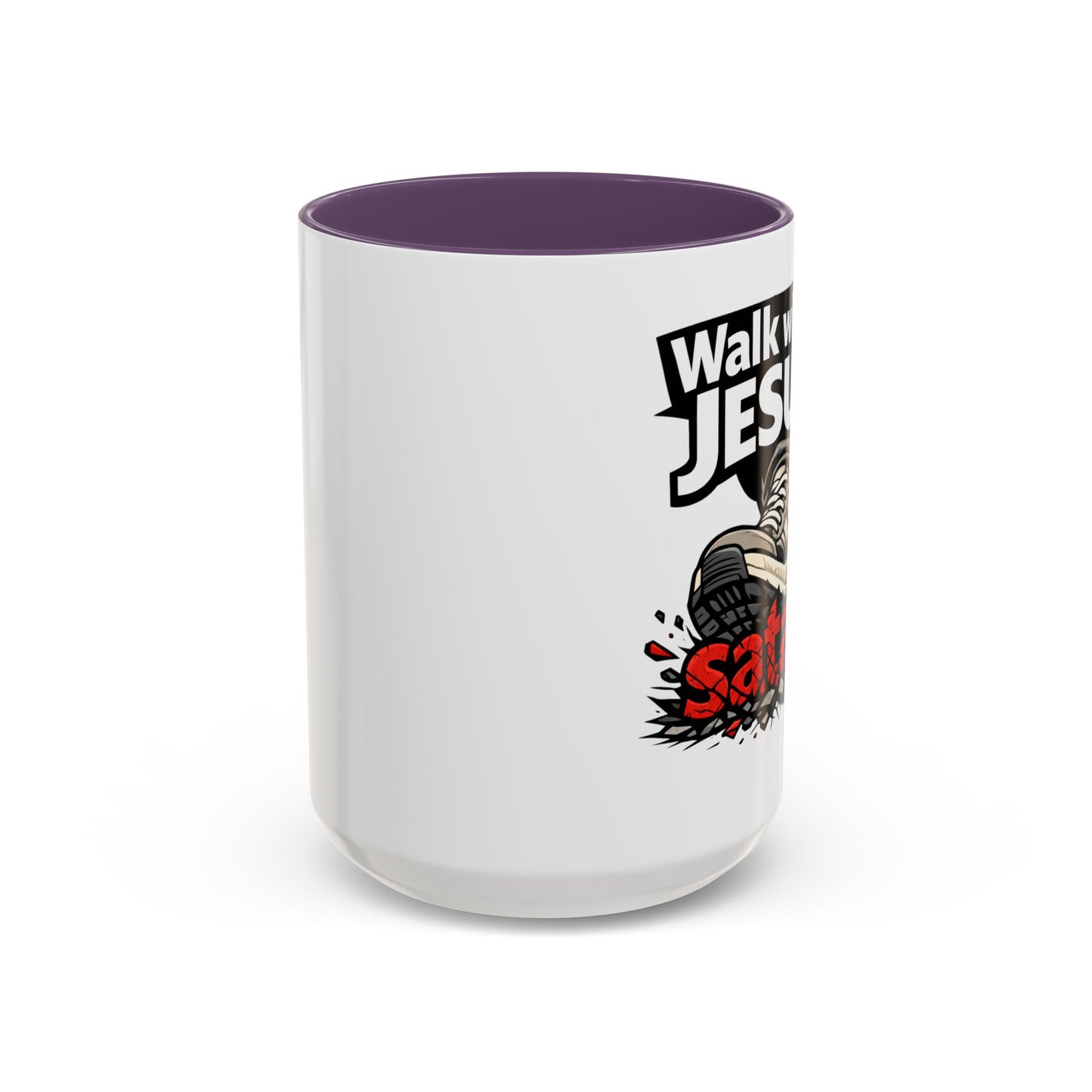 Walk with Jesus Coffee Mug — 'Walk with Jesus, Satan' Inspirational Christian Accent Mug