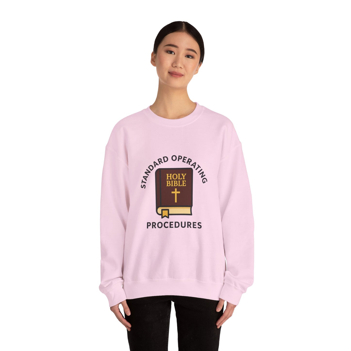 Crewneck Sweatshirt — "Standard Operating Procedures" Holy Bible Graphic