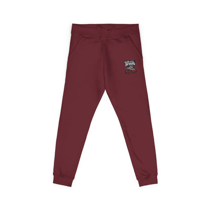 Embroidered Cozy Fleece Sweatpants — Minimal White Joggers