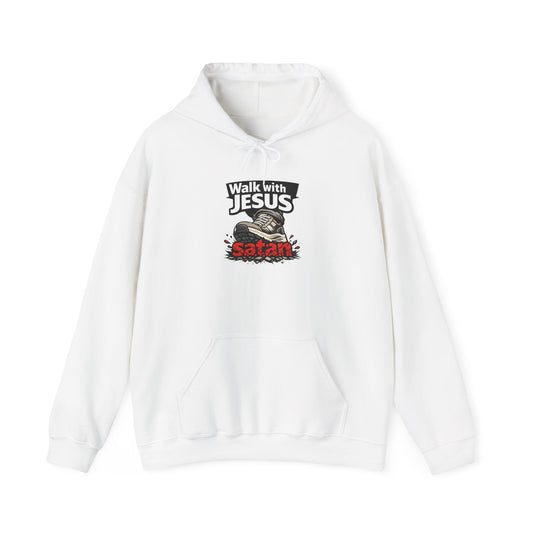 Walk With Jesus Satan Light Colors Crusher Hoodie — Christian Faith Graphic Hoodie