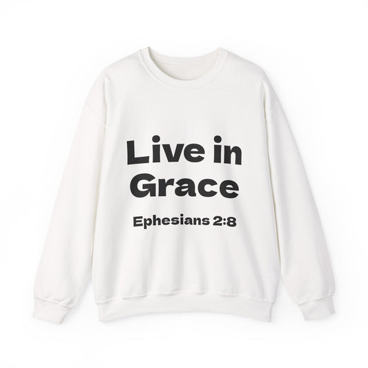 Live in Grace Inspirational Unisex Heavy Blend™ Crewneck Sweatshirt