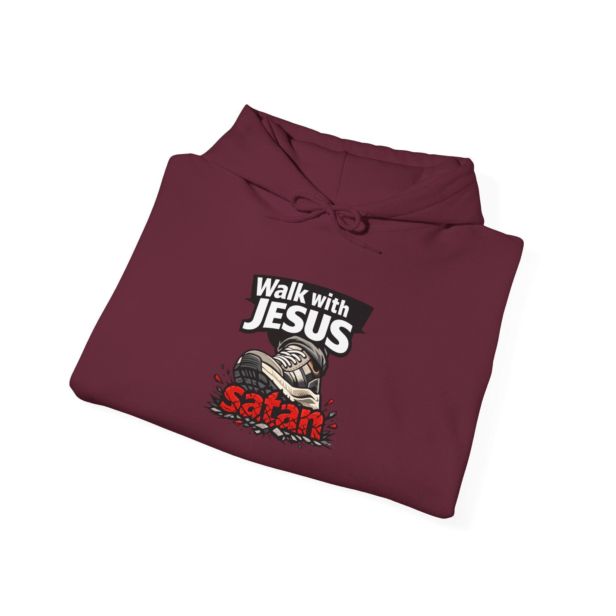 Walk With Jesus Satan Crusher Hoodie — Christian Faith Graphic Hoodie