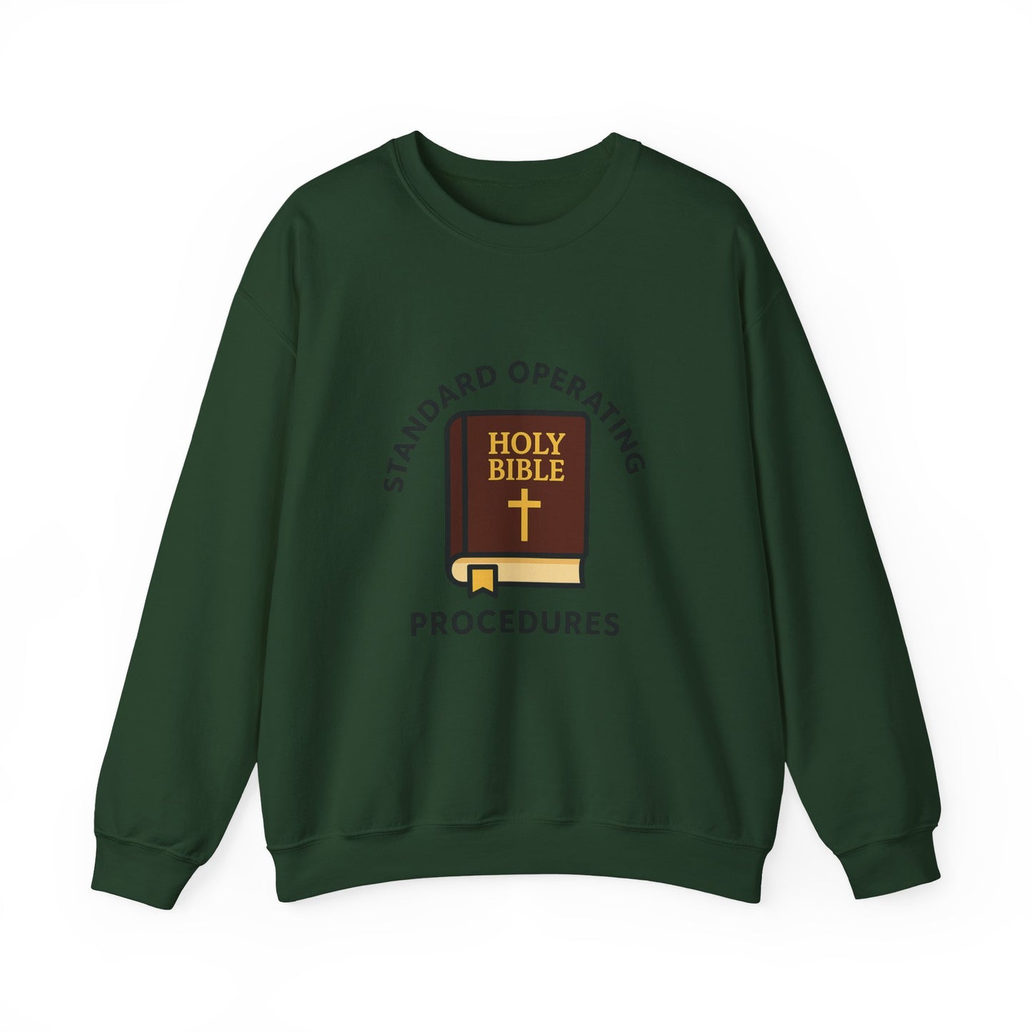 Crewneck Sweatshirt — "Standard Operating Procedures" Holy Bible Graphic