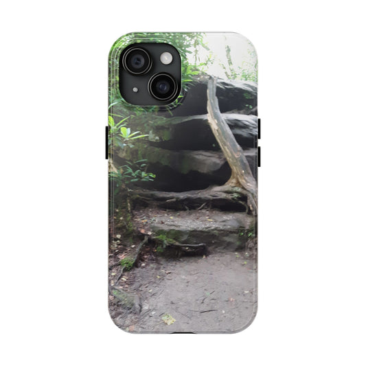 Forest Trail Tough Phone Case — Rugged Nature Phone Cover with Rock Steps Design