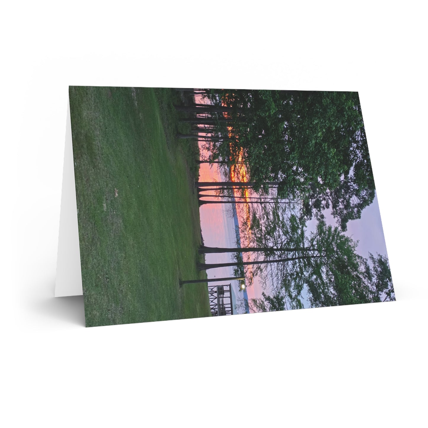 Sunset Lake View Greeting Card — Scenic Nature Note Card for Sympathy, Thinking of You, & Summer Occasions