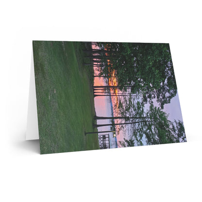 Sunset Lake View Greeting Card — Scenic Nature Note Card for Sympathy, Thinking of You, & Summer Occasions