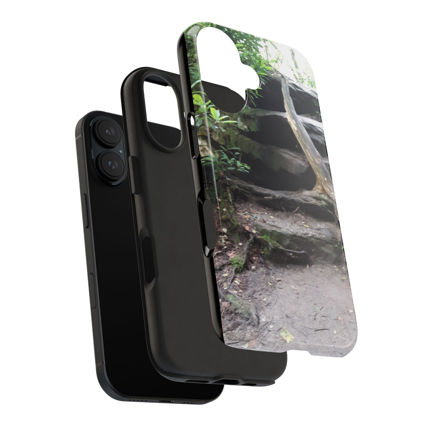 Forest Trail Tough Phone Case — Rugged Nature Phone Cover with Rock Steps Design