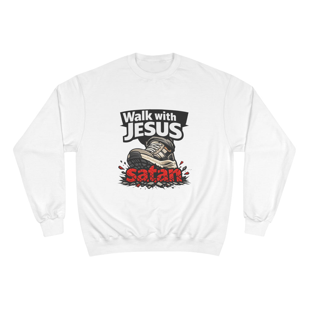 Religious Sweatshirt - "Walk with Jesus" Graphic Crewneck (Anti-Satan Design)
