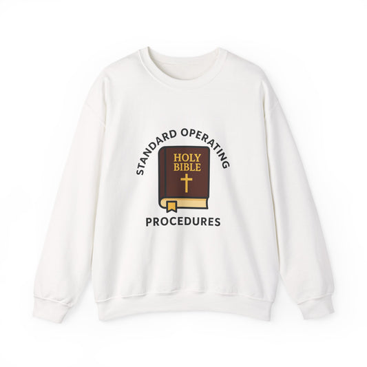 Crewneck Sweatshirt — "Standard Operating Procedures" Holy Bible Graphic